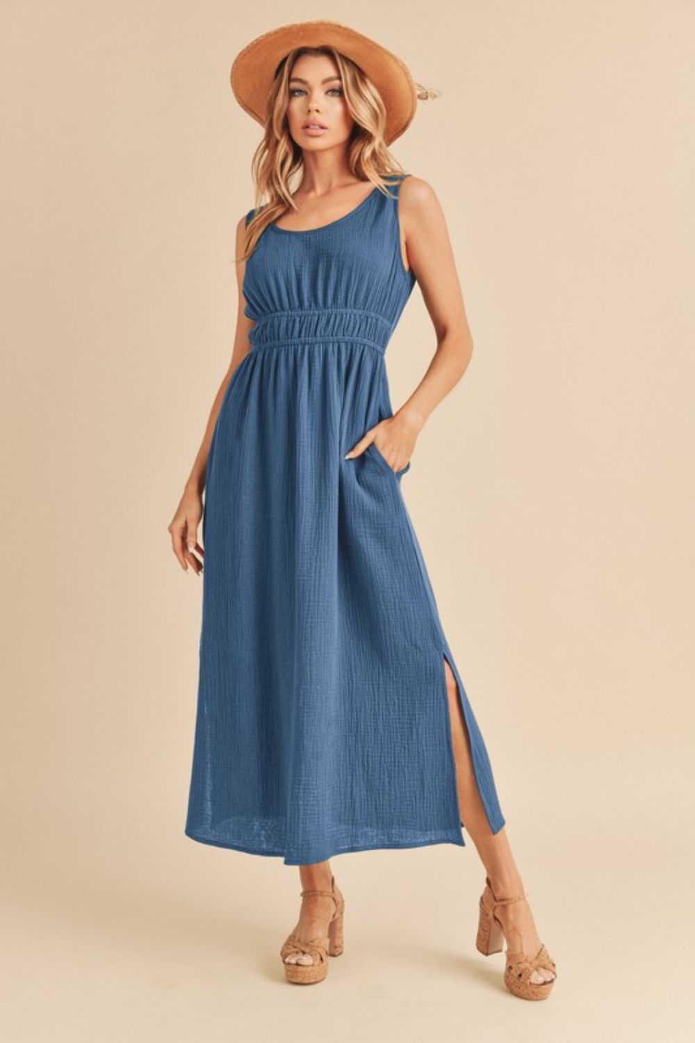 Aemi + Co Side Slit Round Neck Sleeveless Tank Dress Bella Monroe Boutique Aemi + Co Side Slit Round Neck Sleeveless Tank Dress Bella Monroe Boutique